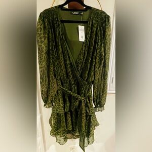Ralph Lauren Olive Green Dress with Subtle Print